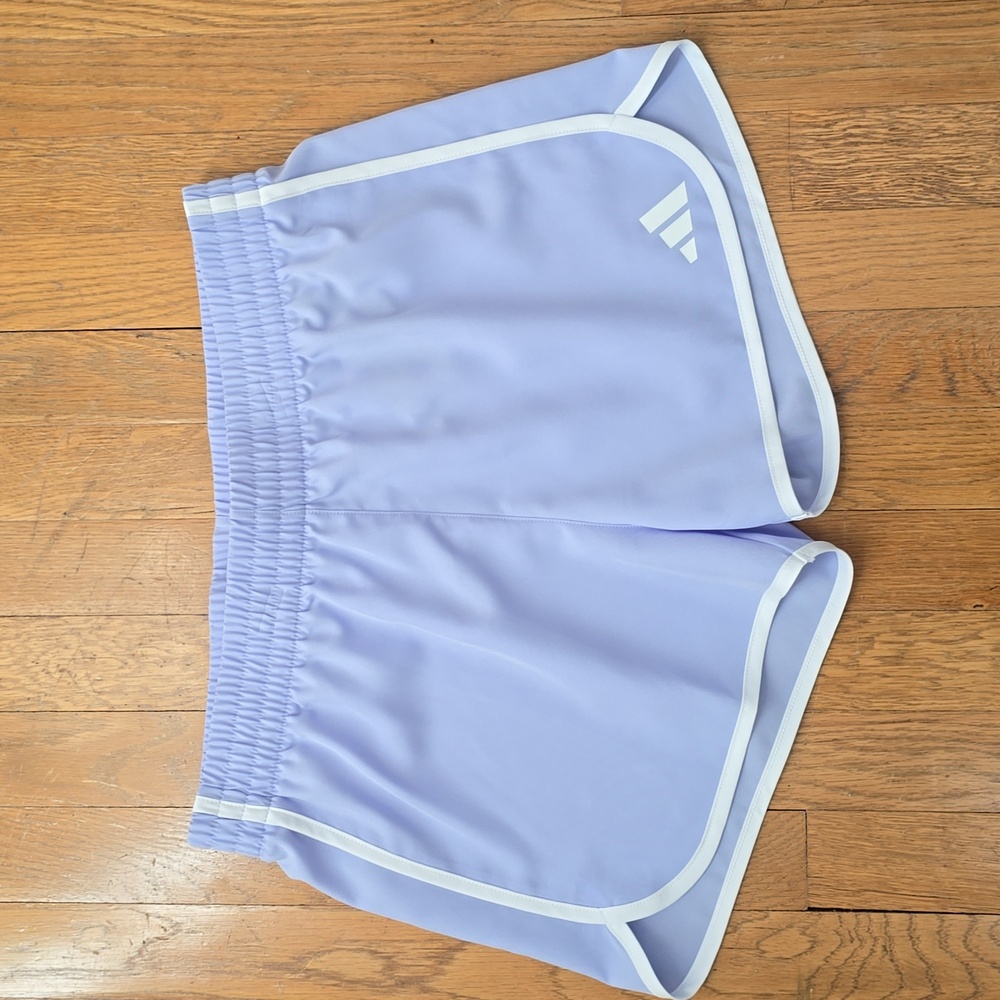 ADIDAS BRAND SIGNATURE GIRL'S LAVENDAR ATHLETIC SHORTS SIZE XL 16